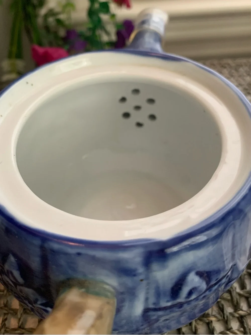 Chinese Miniature Blue Nautical & Rope Handle Ceramic Design Teapot and Cup Set